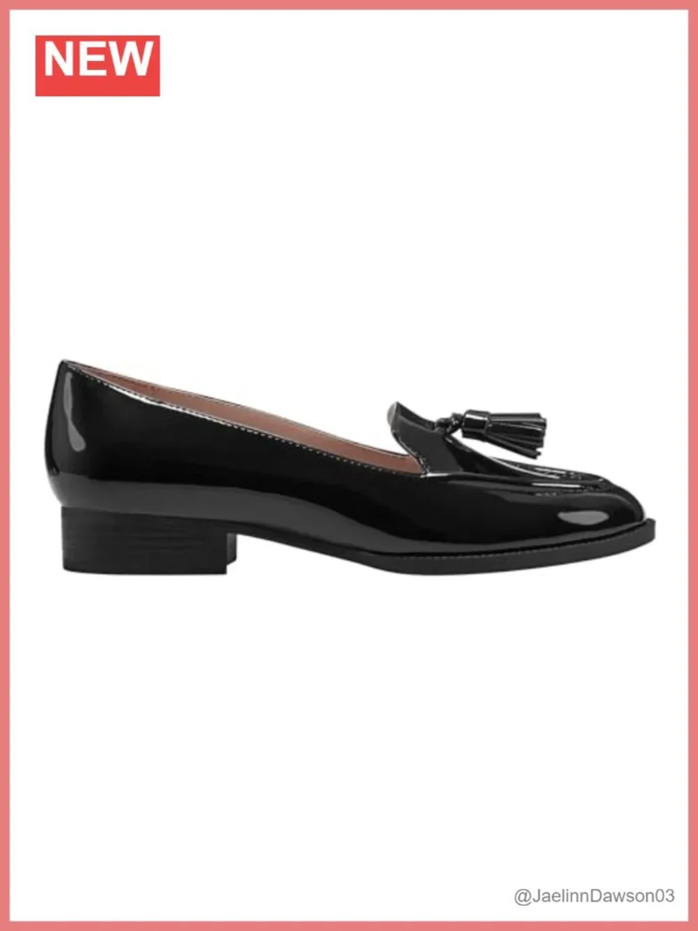 Bandolino Linzer Loafer Slip-On Almond Toe Faux Patent Leather Block Heel Tassel